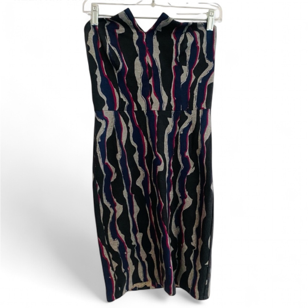 TRINA TURK ABSTRACT PRINT MULTI COLOR STRAPLESS BODYCON MINI DRESS SIZE 2